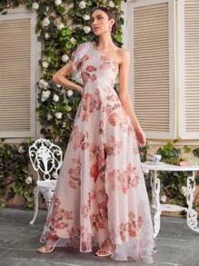 SHEIN One Shoulder Knot Side Floral Dress
   SKU: swdress07210415418      
          (1146 Review... | SHEIN