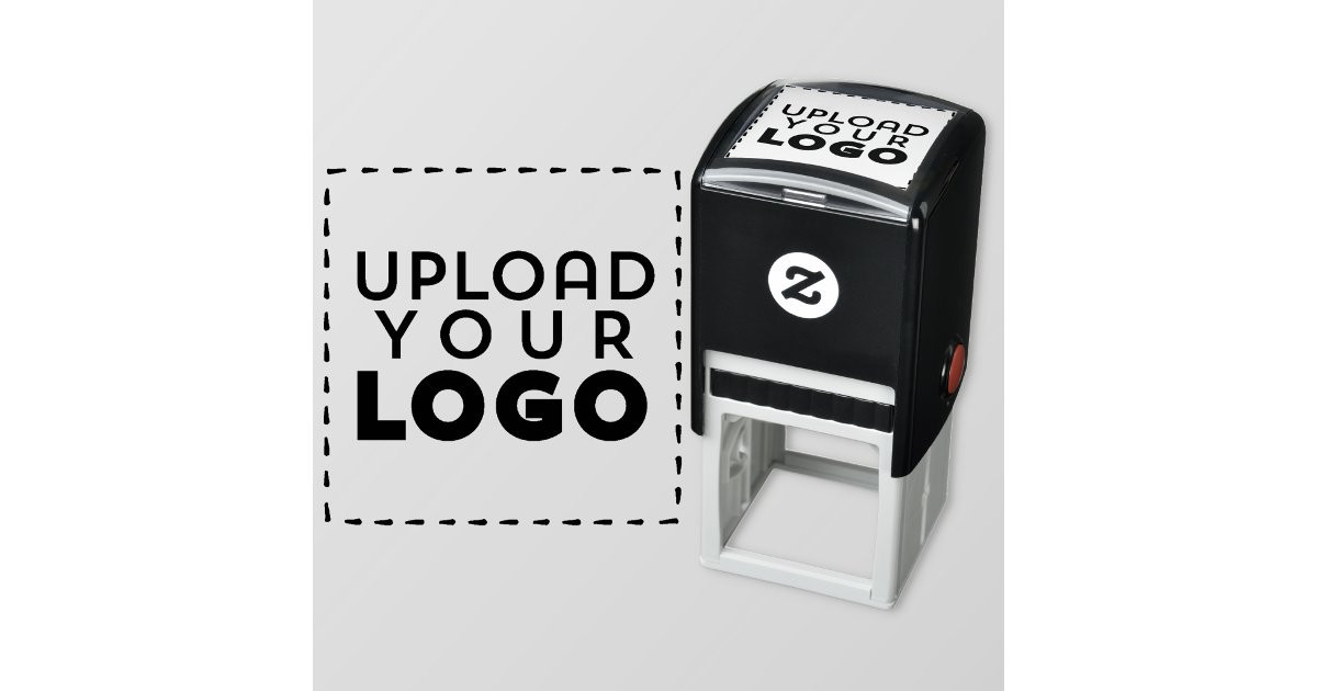 Upload A Business Logo Custom Square Rubber Self-inking Stamp | Zazzle
