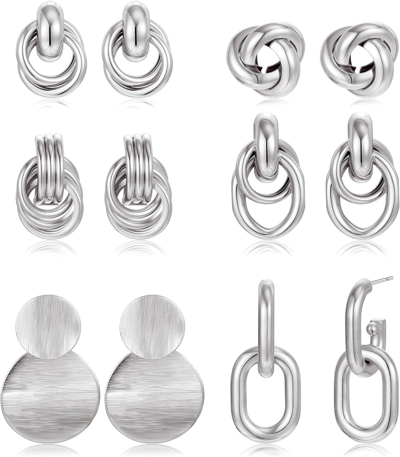 6 Pairs Chunky Gold Plated Knot Earrings for Women | Amazon (US)
