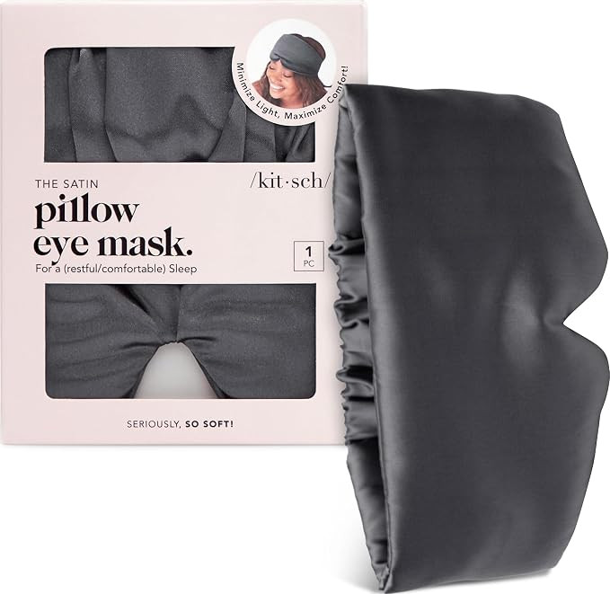 Kitsch Satin Sleep Mask | Eye Masks for Sleep - Charcoal Black | Amazon (US)