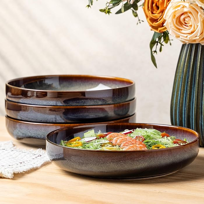 8.5'' Ceramic Pasta Bowls, Salad Bowls Set of 4, Stoneware Serving Bowls for Fruits, Noodle, Dinn... | Amazon (US)