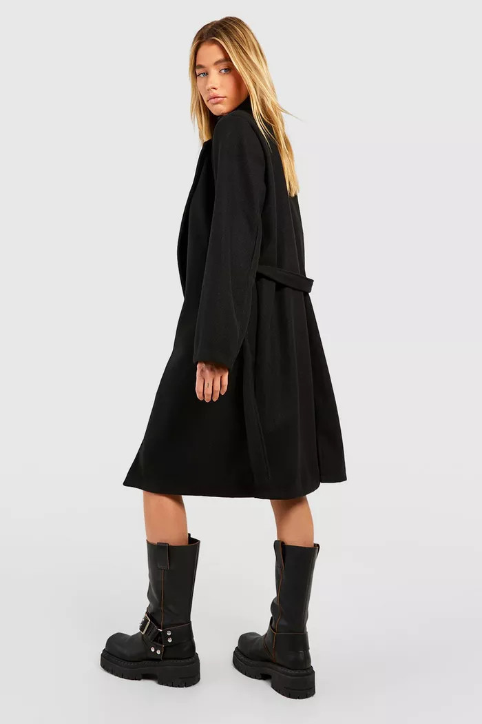 Belted Wool Look Coat | Boohoo.com (UK & IE)