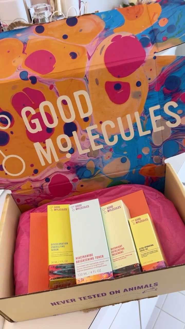 Good Molecules pr package (ad). Got some goodies, loving how affordable this brand is. Good Molecules skincare is highly reviewed and loved, sharing the products I was sent here. Literally screamed when I saw this in the mail. Xoxo!! #LTKGiftGuide #LTKFind #ulta #ultabeauty #skincare #toner #serum #exfoliating #facialoil #moisturizer 

#LTKbeauty #LTKunder100 #LTKunder50