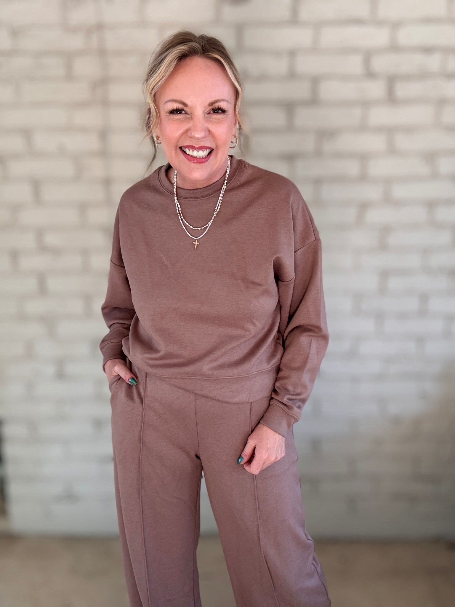 Small top; medium pants 

#LTKOver40 #LTKPetite #LTKSeasonal