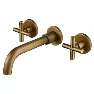Double Handle Wall Mounted Faucet with Valve in Antique Bronze | The Home Depot