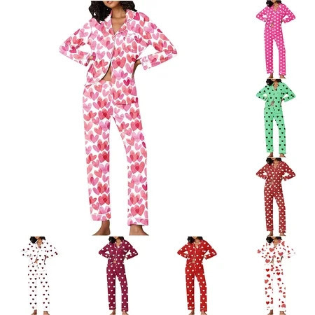 Vetsdori Soft Pajama Sets for Women Valentines Nightwear Sleepwear Plus Size Gifts for Girlfriend Spring PJS Womens Pajamas Love Heart Red | Walmart (US)