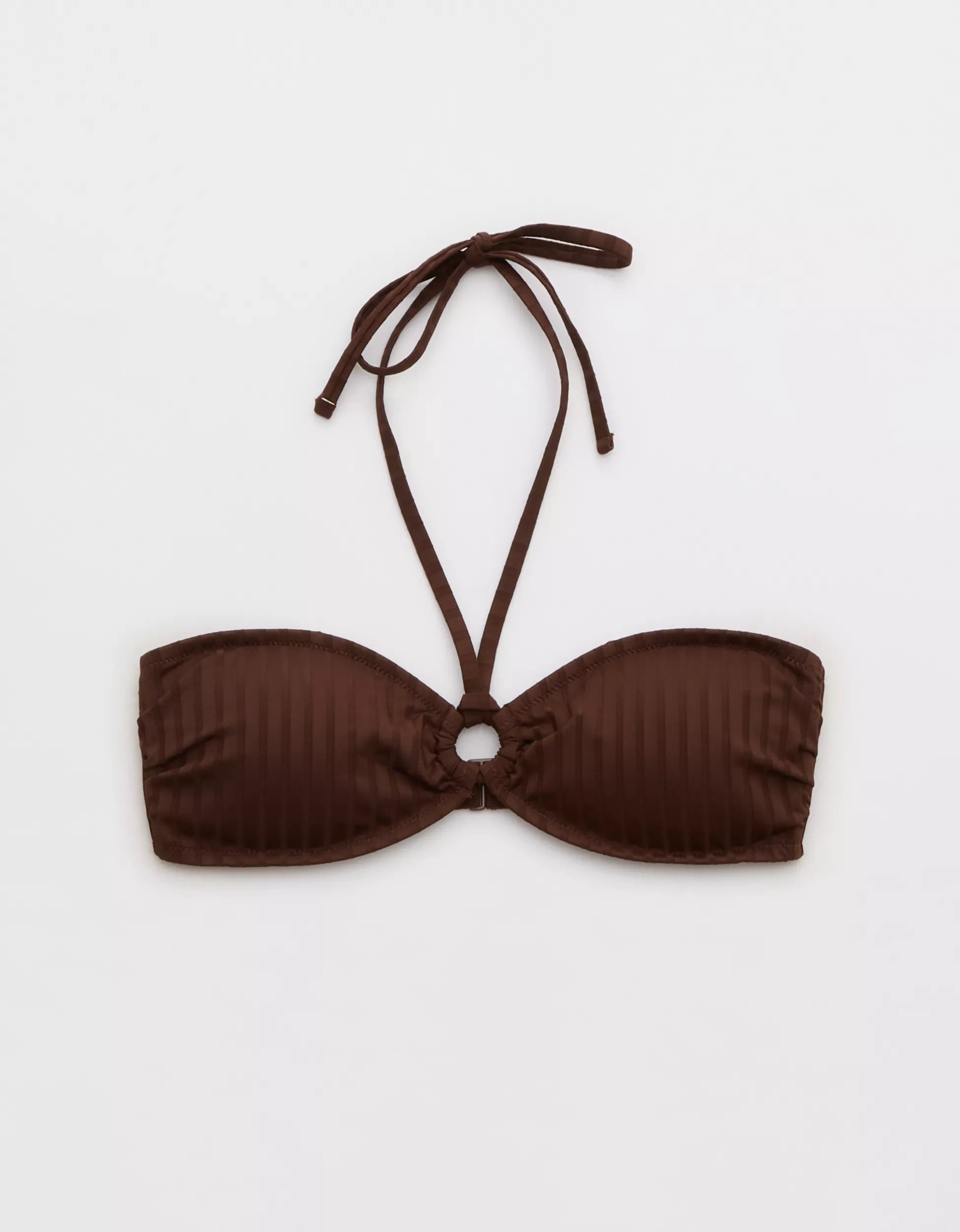 Aerie Wide Rib Halter Bandeau Ring Bikini Top | Aerie