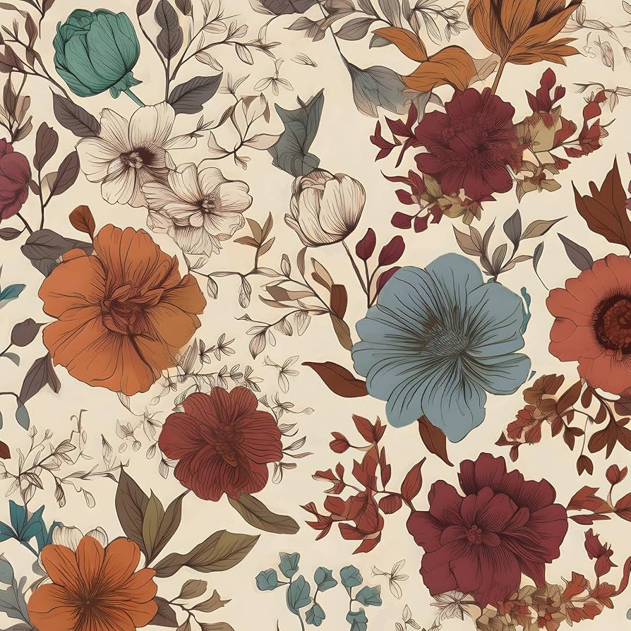 Yellow Floral Wallpaper Peel and Stick Wallpaper Leaf Vintage Contact Paper Boho Colorful Flower ... | Amazon (US)