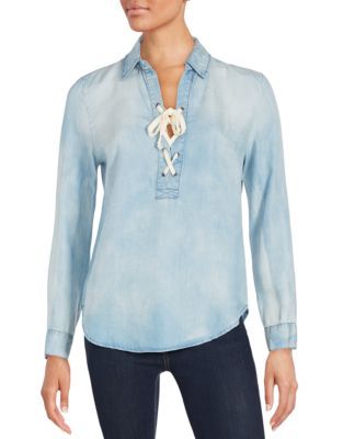 Saks Fifth Avenue - Lace-Up Chambray Shirt | Saks Fifth Avenue OFF 5TH (Pmt risk)