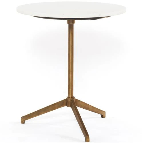 Parker Modern Classic White Marble Top Gold Aluminum Round Side End Table | Kathy Kuo Home