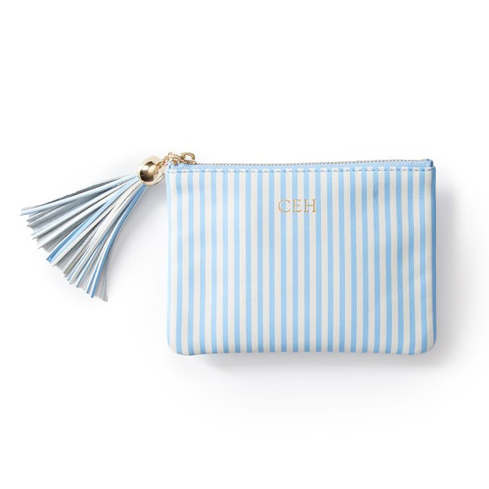Leather Tassel Zipper Pouch, Foil Debossed | Mark and Graham