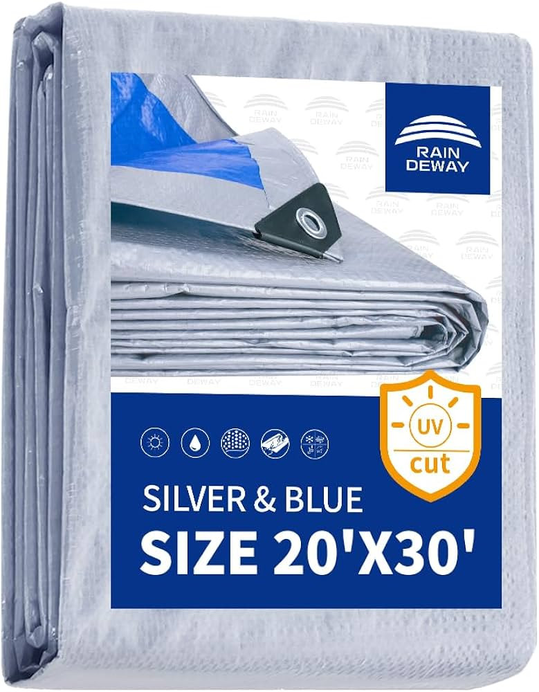 RAINDEWAY Tarps - 20x30 Feet, 5.5 Mil Thick, Multipurpose Waterproof Poly Tarp Cover with Metal G... | Amazon (US)