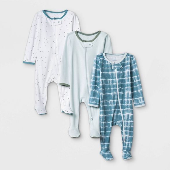 Baby Boys' 3pk Tie-Dye Sleep N' Play - Cloud Island™ Blue/Mint/White | Target