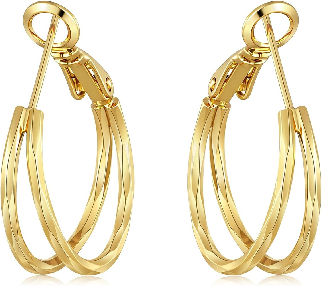 Gacimy Twisted Hoop Earrings for Women, 14K Gold Plated Hoops | Amazon (US)