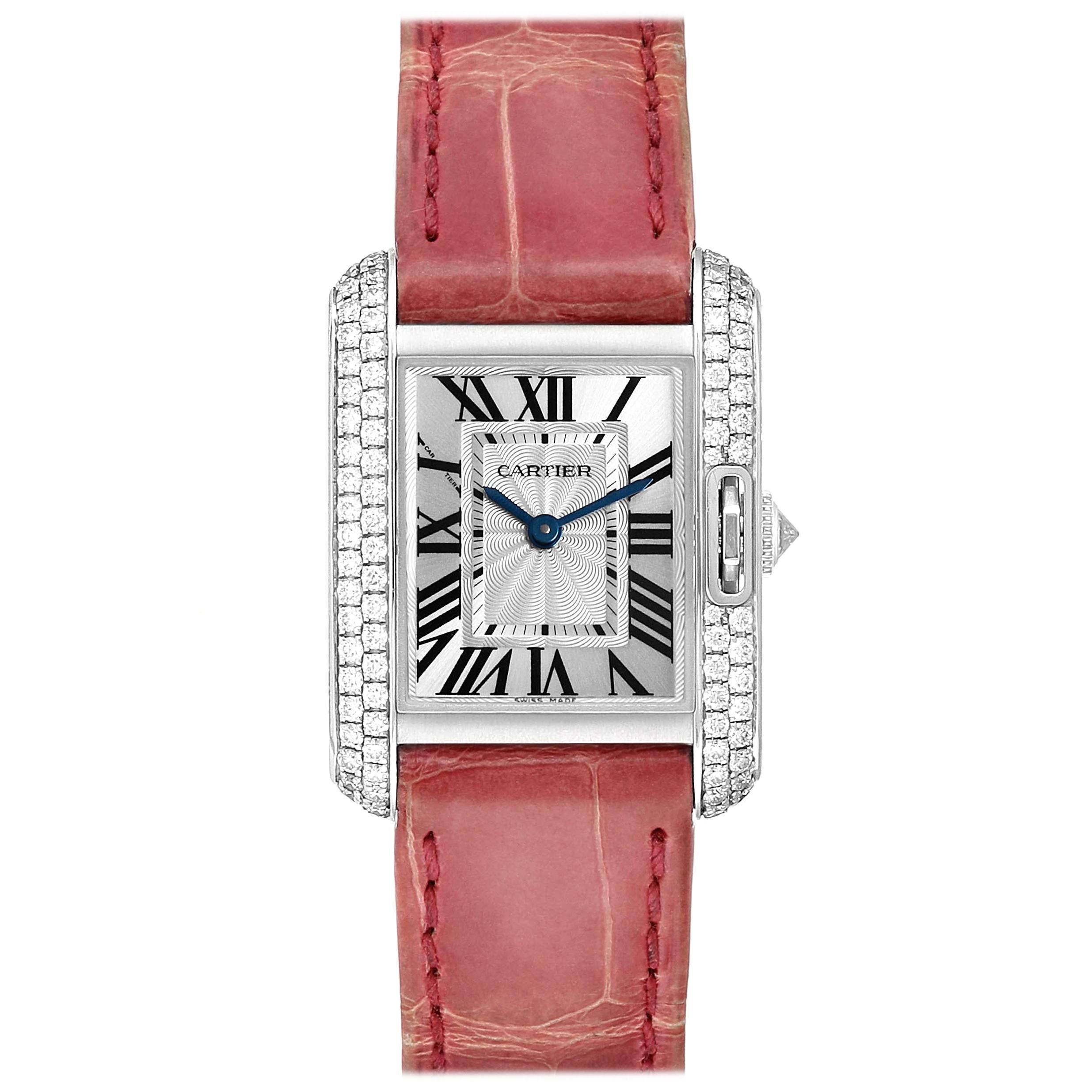 Cartier Tank Anglaise Small Pink Gold Diamond Watch WT100013 | 1stDibs