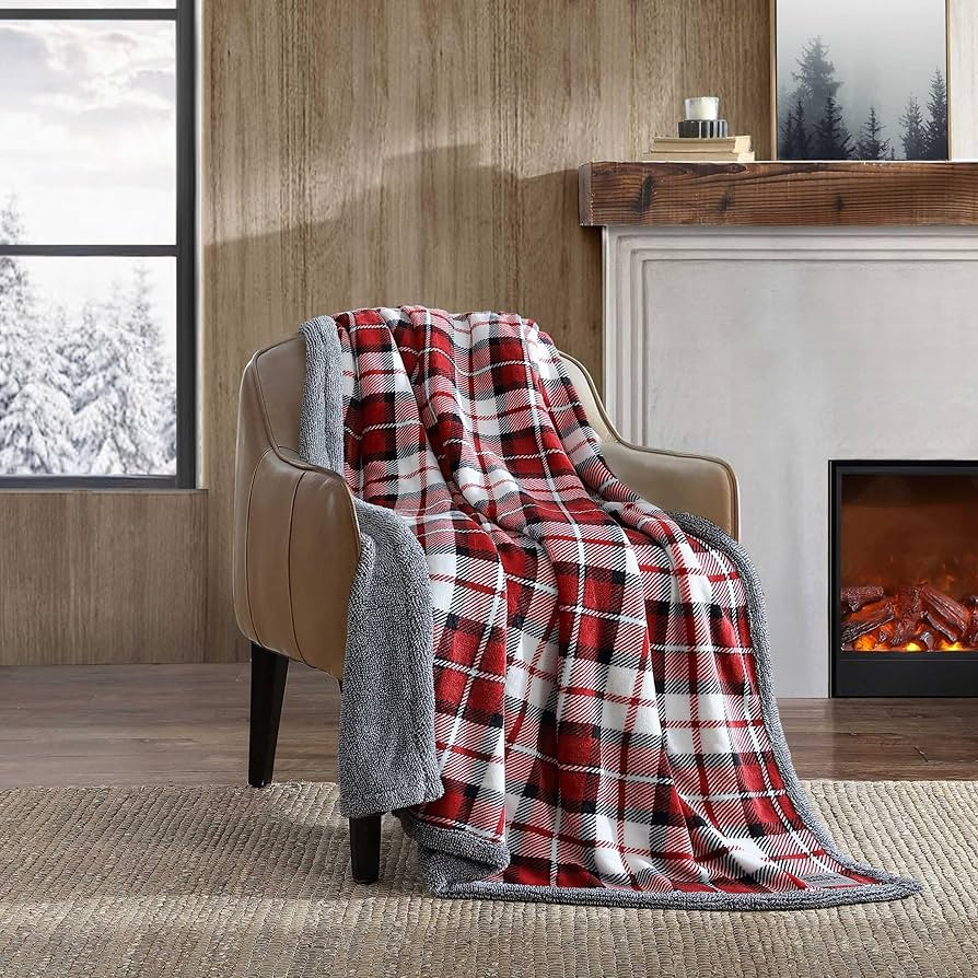 Eddie Bauer - Throw Blanket, Reversible Sherpa Flannel Bedding, Buffalo Plaid Home Decor for All ... | Amazon (US)