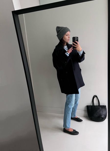 Having a peacoat moment! 
Pairing it with a simple Breton, jeans and ballet flats 💙🖤🤍

#LTKSeasonal