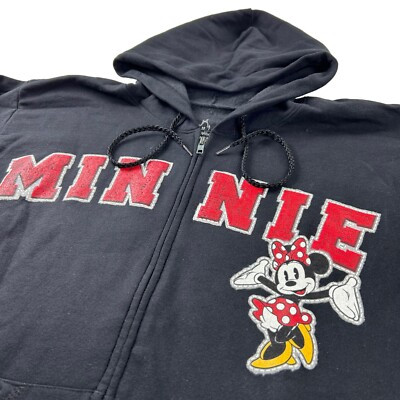 Disney Parks Women's Minnie Cotton Hooded Full Zip Sweatshirt Black • Medium  | eBay | eBay US