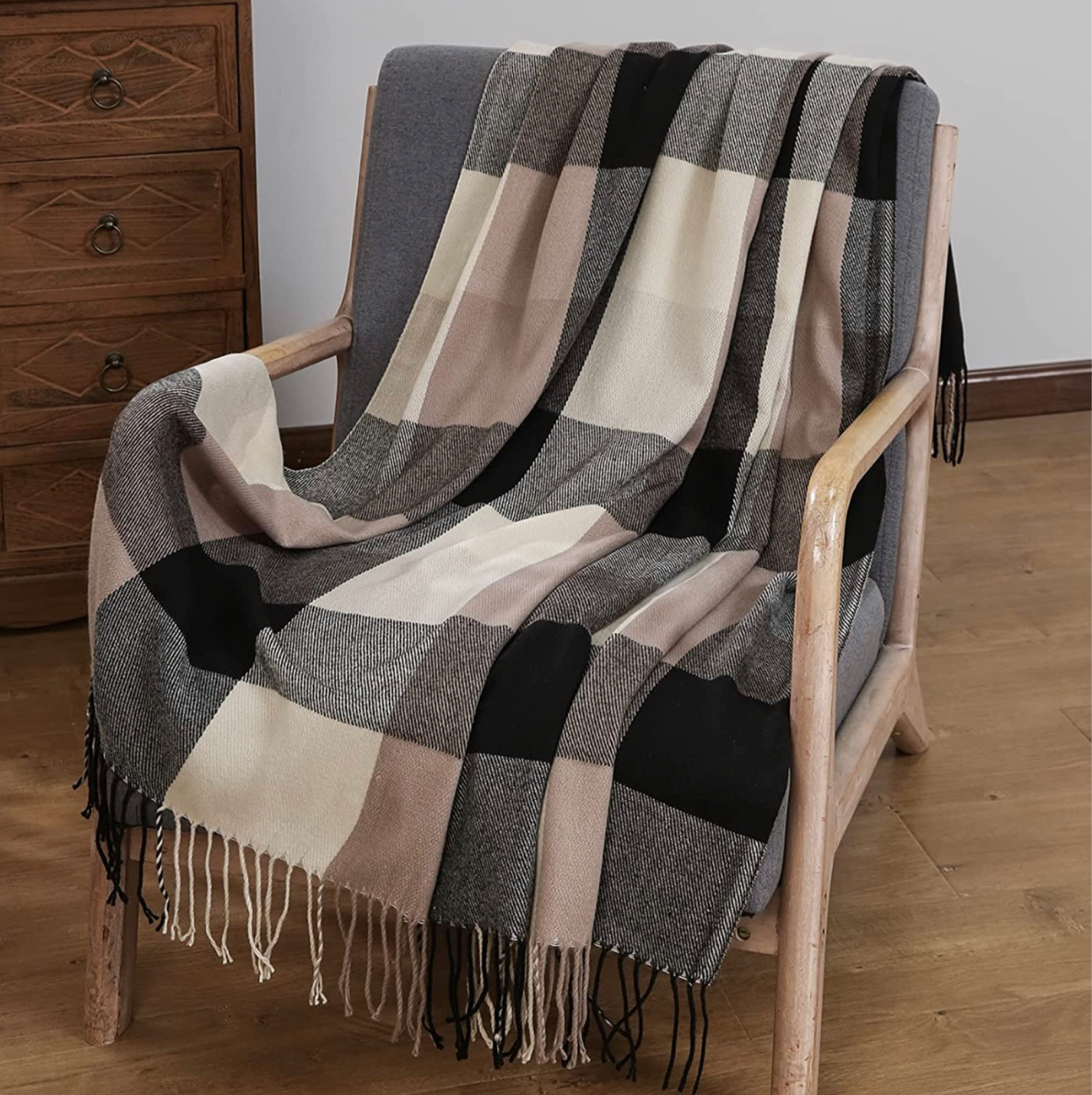 Buffalo Plaid Throw Blanket for Couch - Farmhouse Check Style - Soft Cozy Lightweight with Tassels for Bed Sofa Living Room Home Office Outdoor - 50 x 60 Inches - Black/Brown

#LTKFind #LTKhome