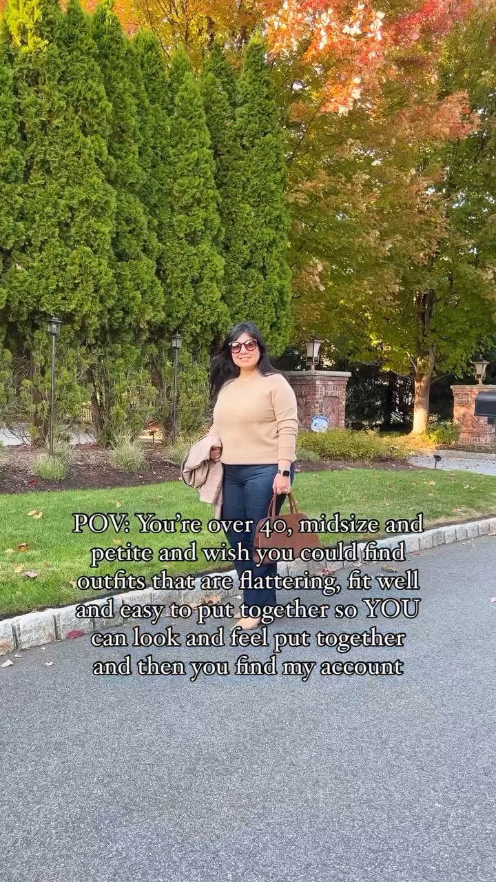Capsule Wardrobe staples! J. Crew crewneck cashmere sweater size large. Wit and Wisdom bootcut jeans size 12 petite. Sam Edelman slingback heels true to size. Amazon chocolate brown suede bag and sunglasses. Easy fall and winter outfit to put together for business casual workwear or everyday casual wear! 

#LTKPetite #LTKMidsize #LTKOver40