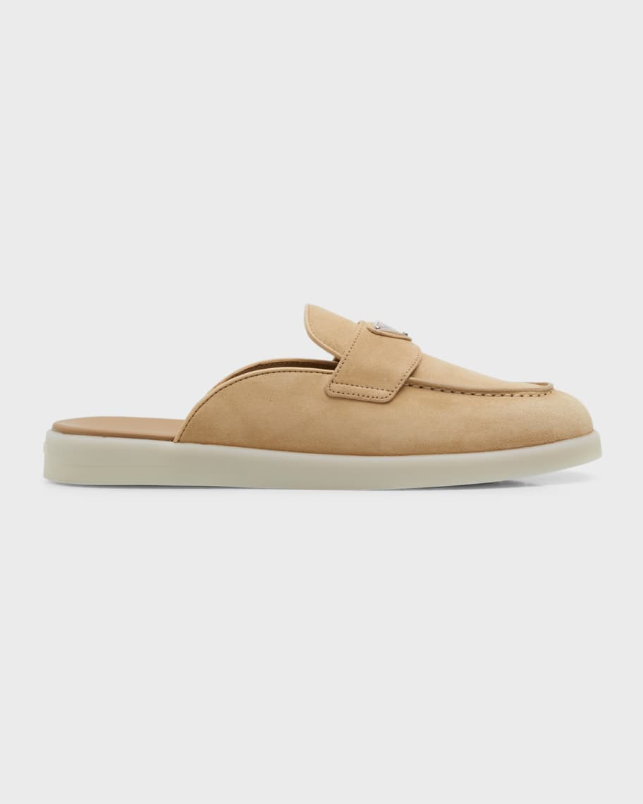 Prada Suede Casual Loafer Mules | Neiman Marcus