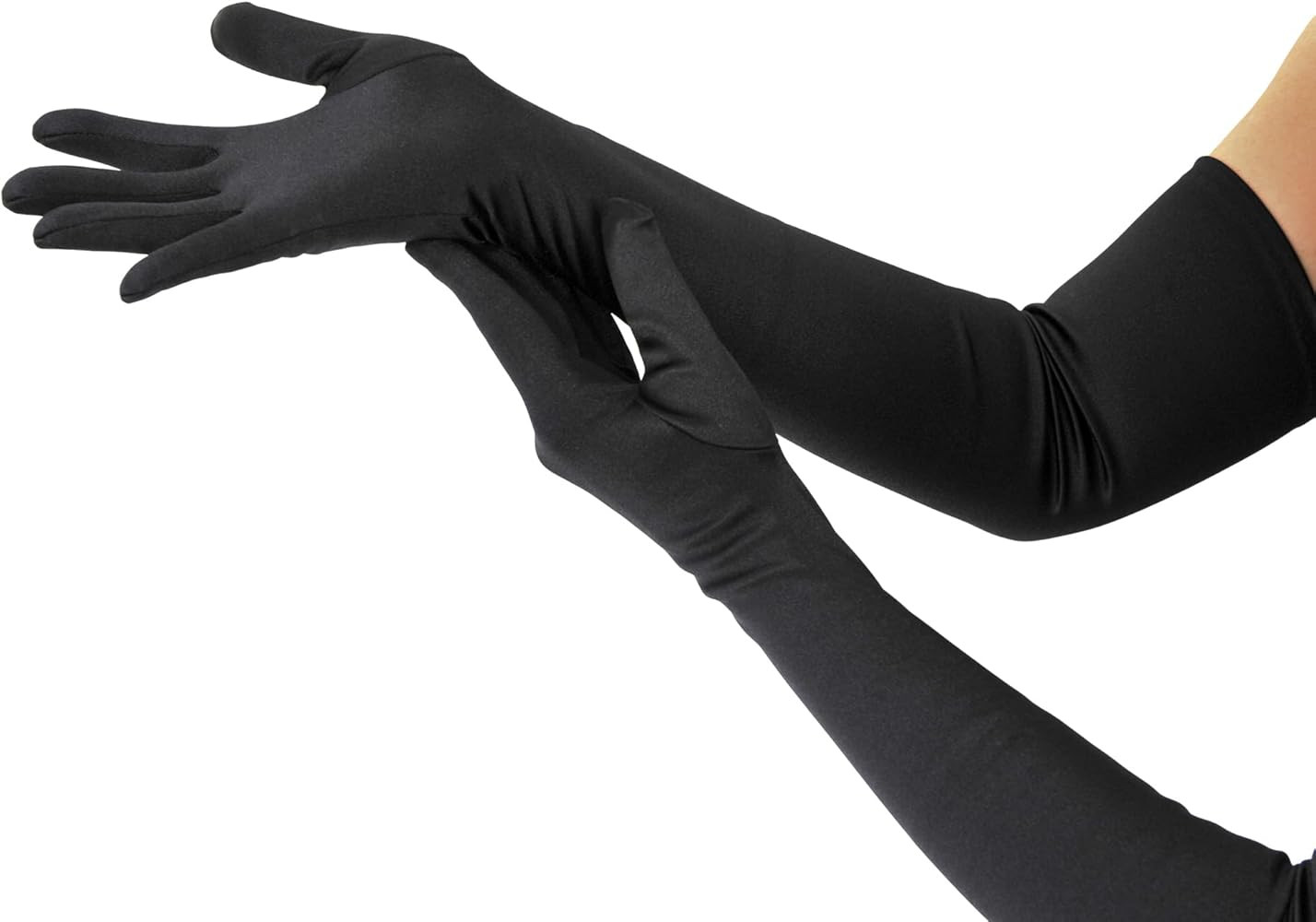 Nackiy Long Black Opera Gloves for Women, 1920s Satin Stretchy Elbow Length Party Gloves Costumes... | Amazon (US)
