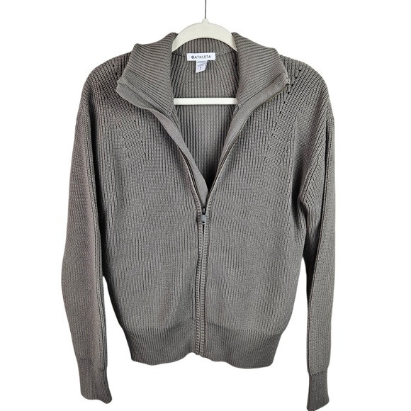 Athleta Escapade Mock Neck‎ Bomber Sweater Full Zip Knit Jacket Womens Small | Poshmark