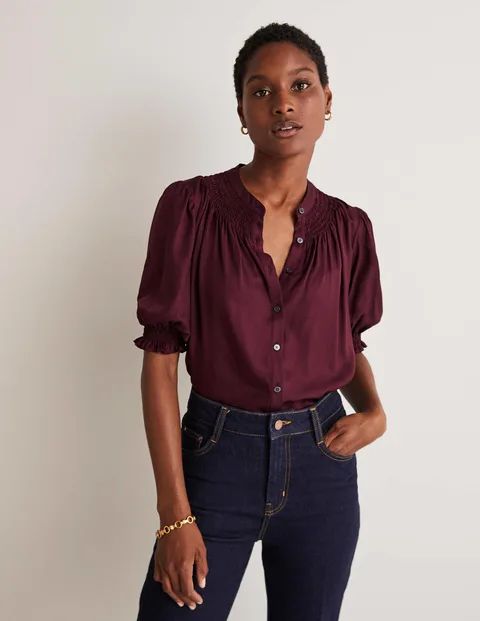 Smocked Silk Blouse | Boden (US)