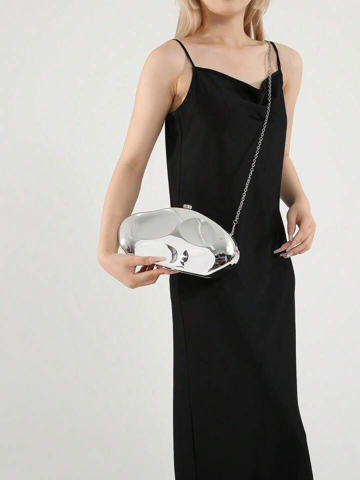 Pochette de soirée pour femmes à la mode et luxueuse et brillante avec bandoulière en chaîne,... | SHEIN