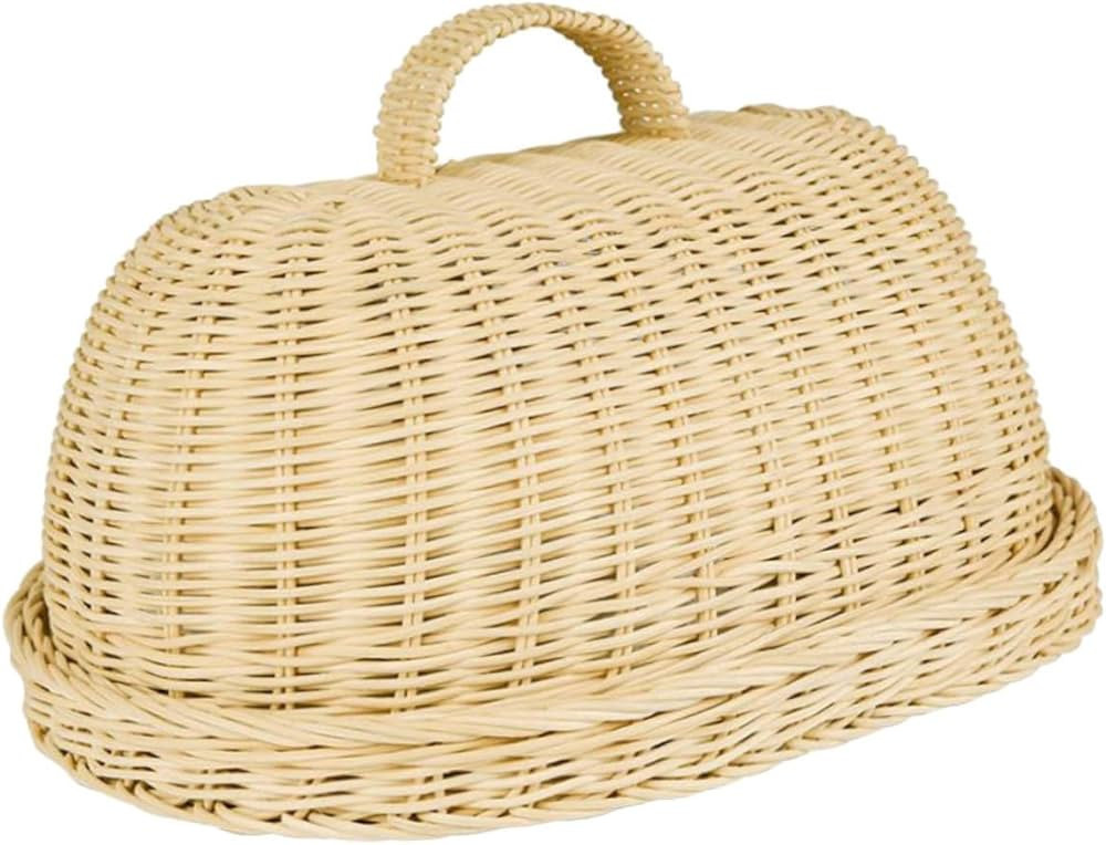 1 Set Rattan Food Cover Cheese Cloche Dome Mesh Food Umbrella Wooden Tray Snack Cakes Camping Acc... | Amazon (US)