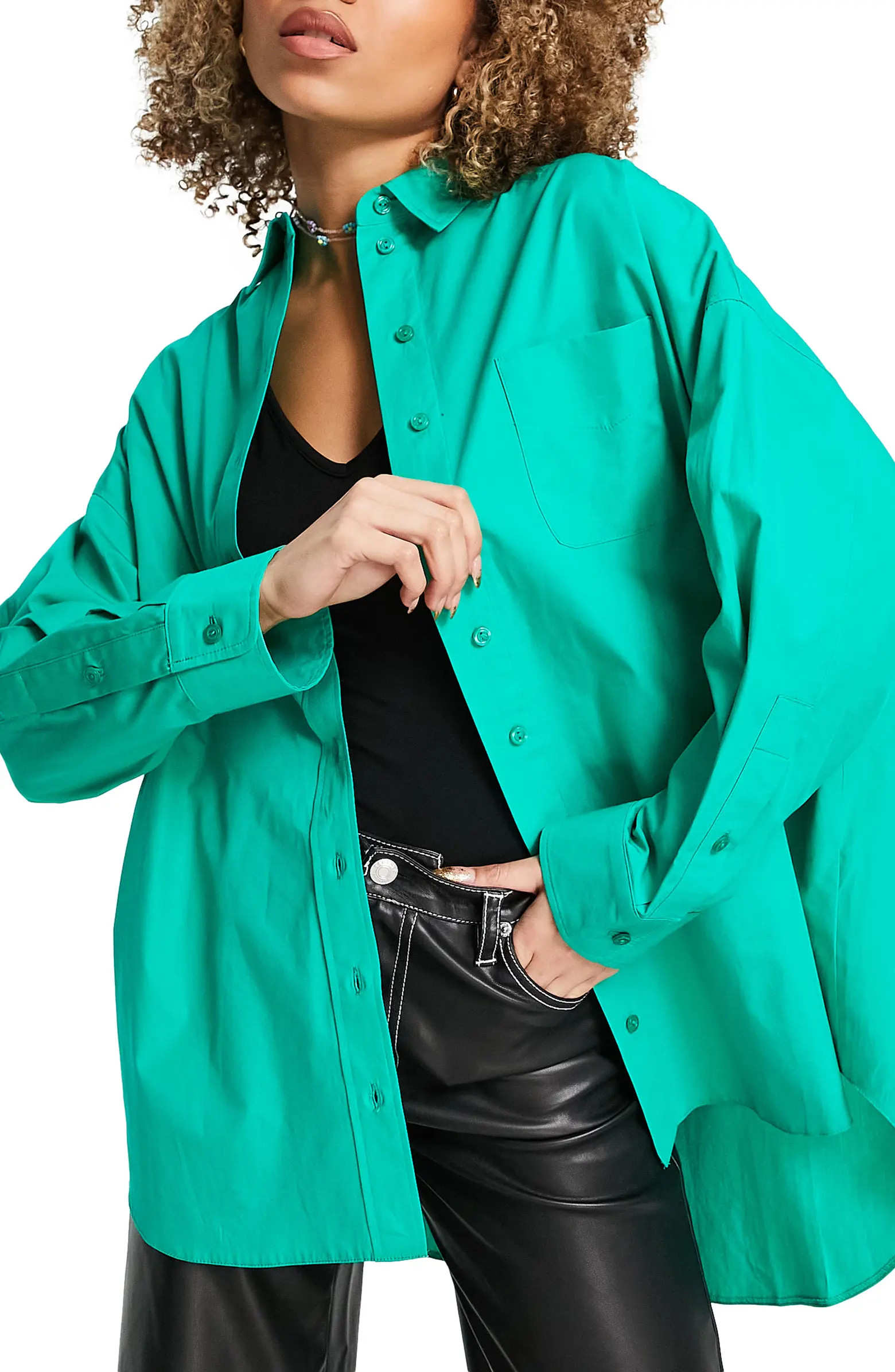 Oversized Poplin Button-Up Shirt | Nordstrom