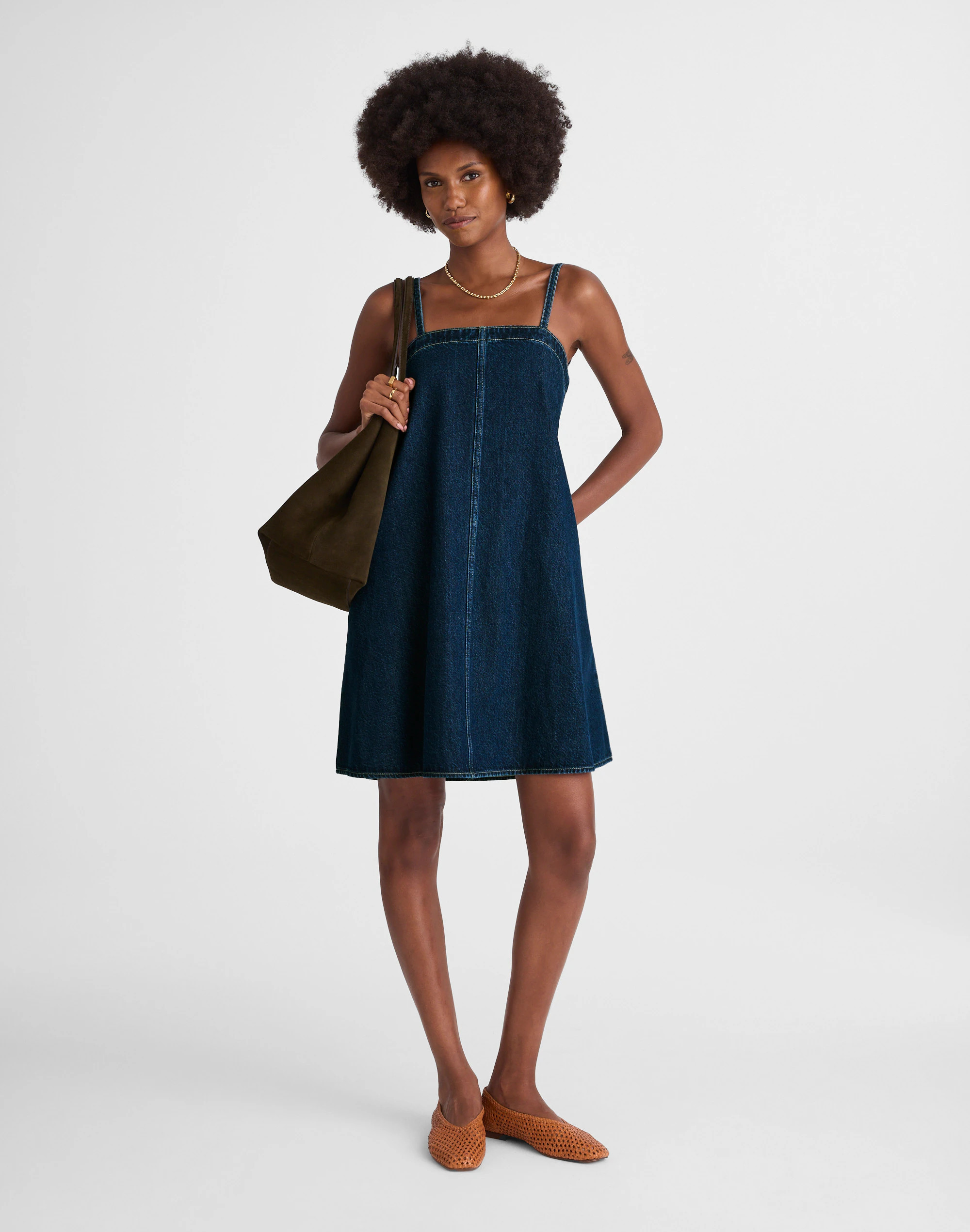 Denim A-Line Mini Dress in Bright Rinse Wash | Madewell