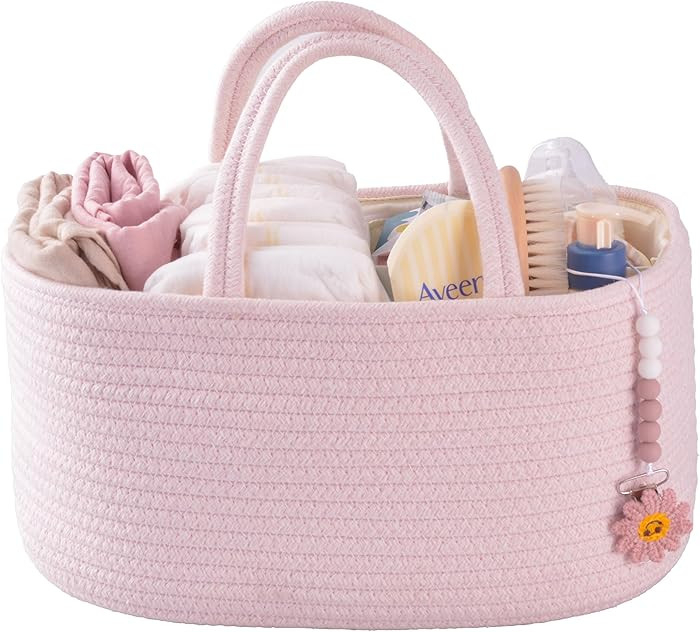 Baby Diaper Caddy Organizer for Girl Boy Rope Nursery Storage Bin Basket Portable Holder Tote Bag... | Amazon (US)