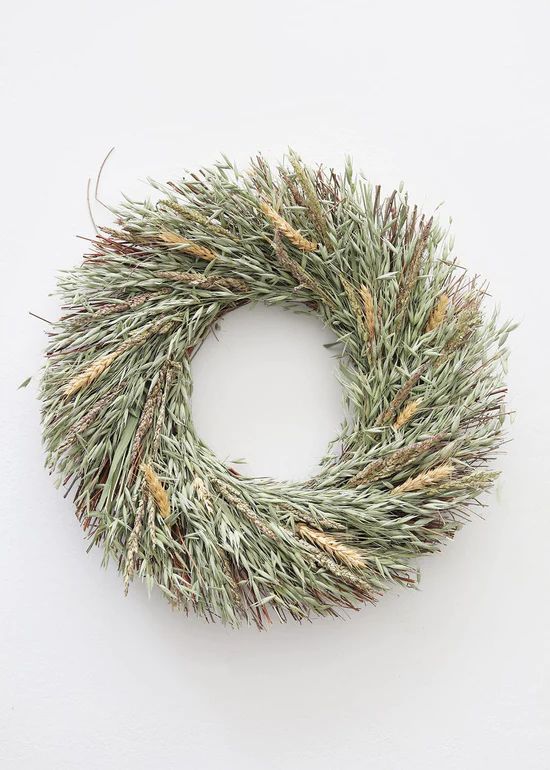 Natural Dried Wheat Grass Wreath - 18 | Afloral (US)