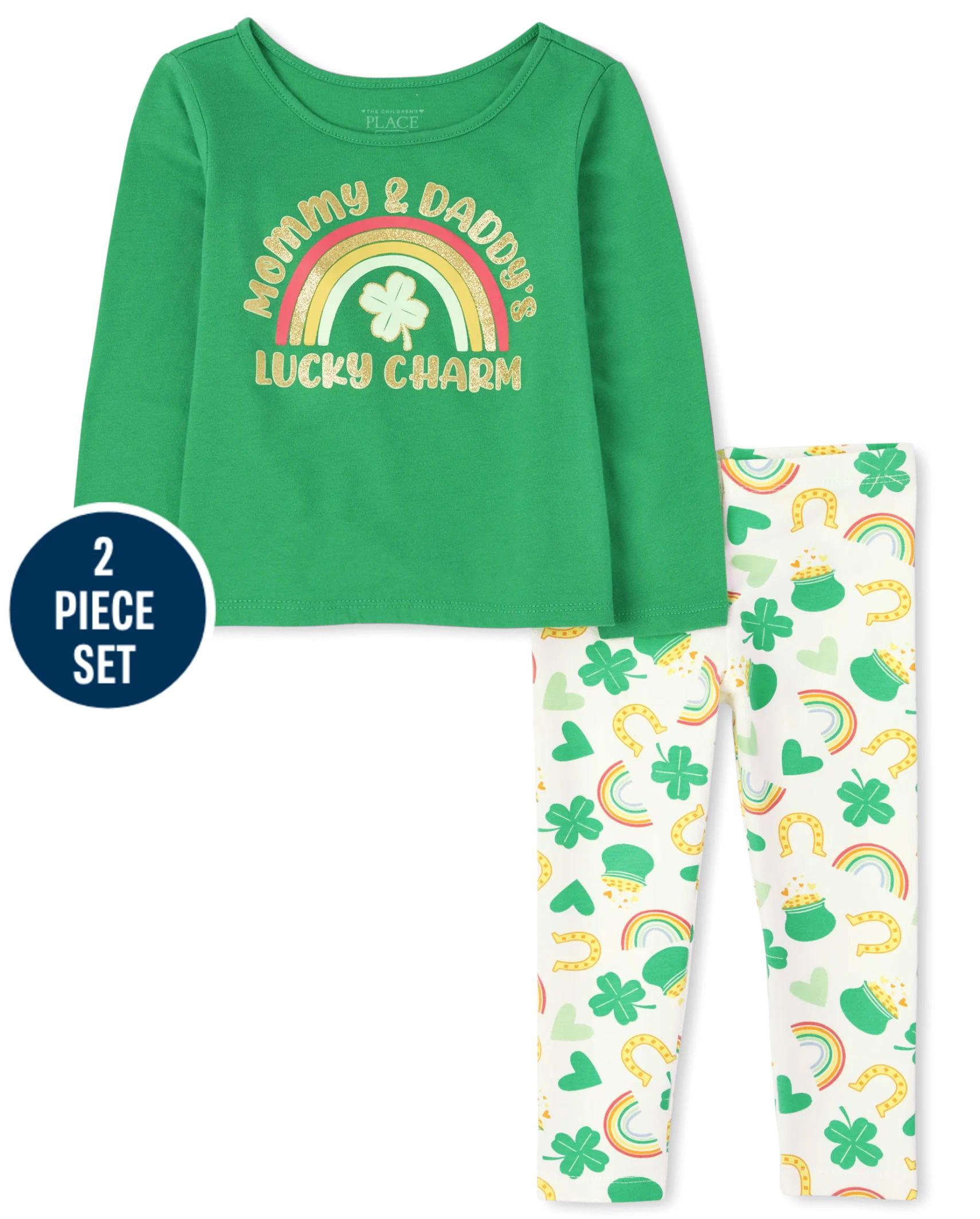 Toddler Girls Mix And Match Long Sleeve St. Patrick's Day Top And St. Patrick's Day Knit Leggings... | The Children's Place