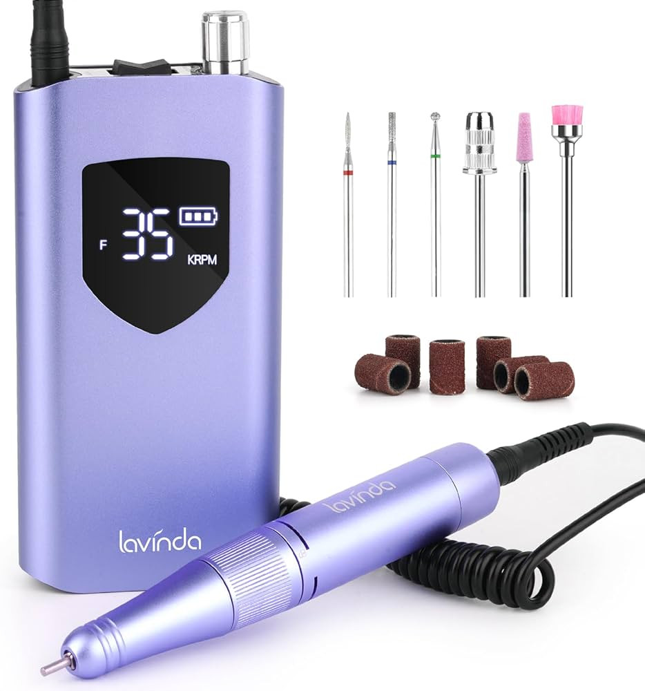 Lavinda Professional Nail Drill 35000 RPM, Cordless Electric Nail File Efile for Acrylic and Gel ... | Amazon (US)