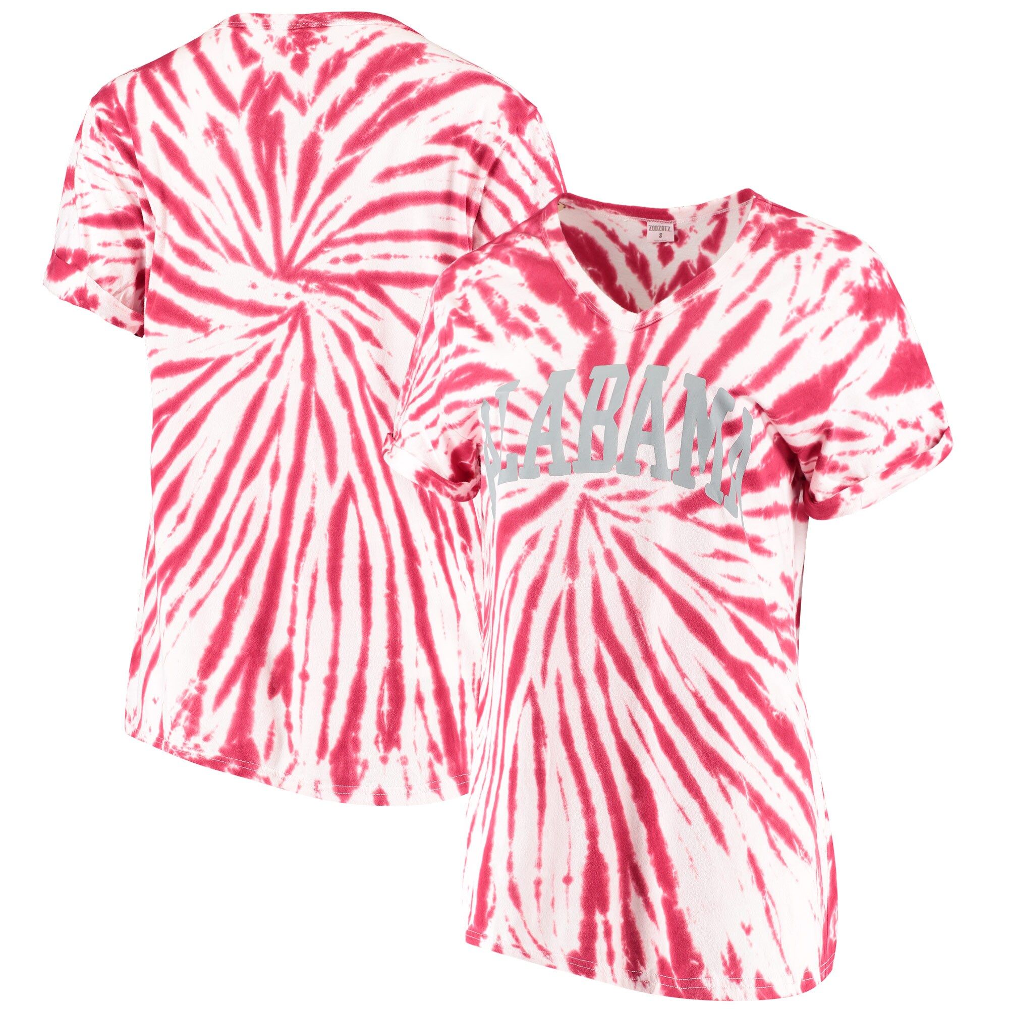 Alabama Crimson Tide ZooZatz Women's Tie Dye Soft V-Neck T-Shirt - Crimson | Fanatics