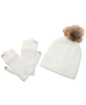 Women’s Solid Beanie With Faux Fur Pom, Created for Macy's | Macys (US)