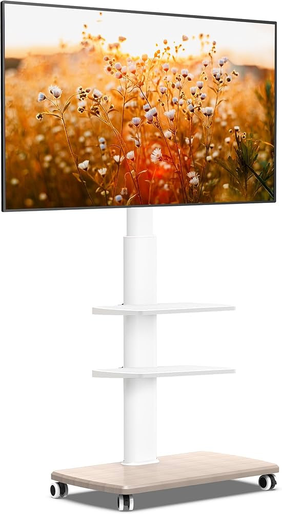 FITUEYES Rolling TV Stand, Mobile TV Cart on Wheels for 32-65 70 Inch Flat Screen TVs, Tall Floor... | Amazon (US)