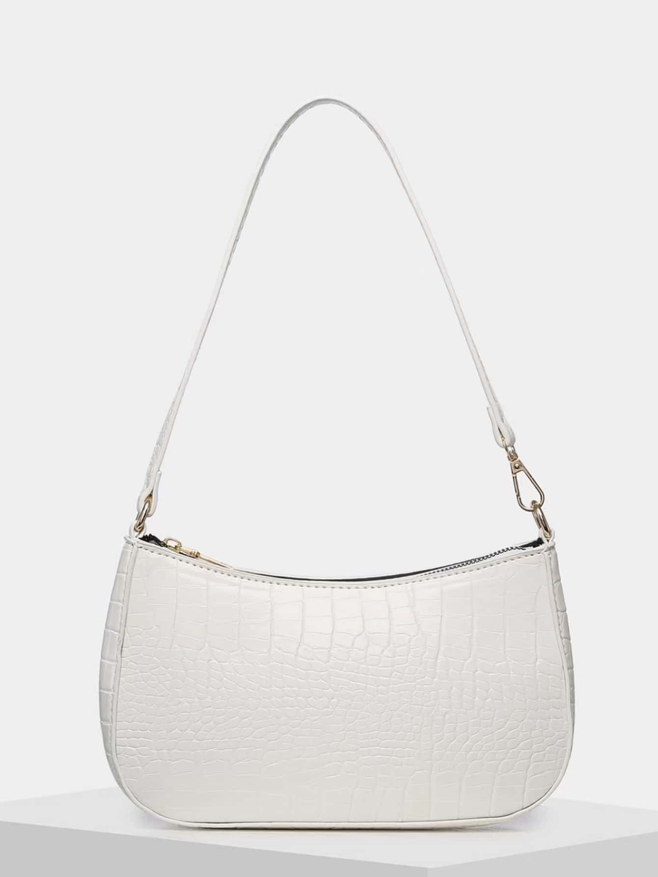 Croc Embossed Baguette Bag | SHEIN