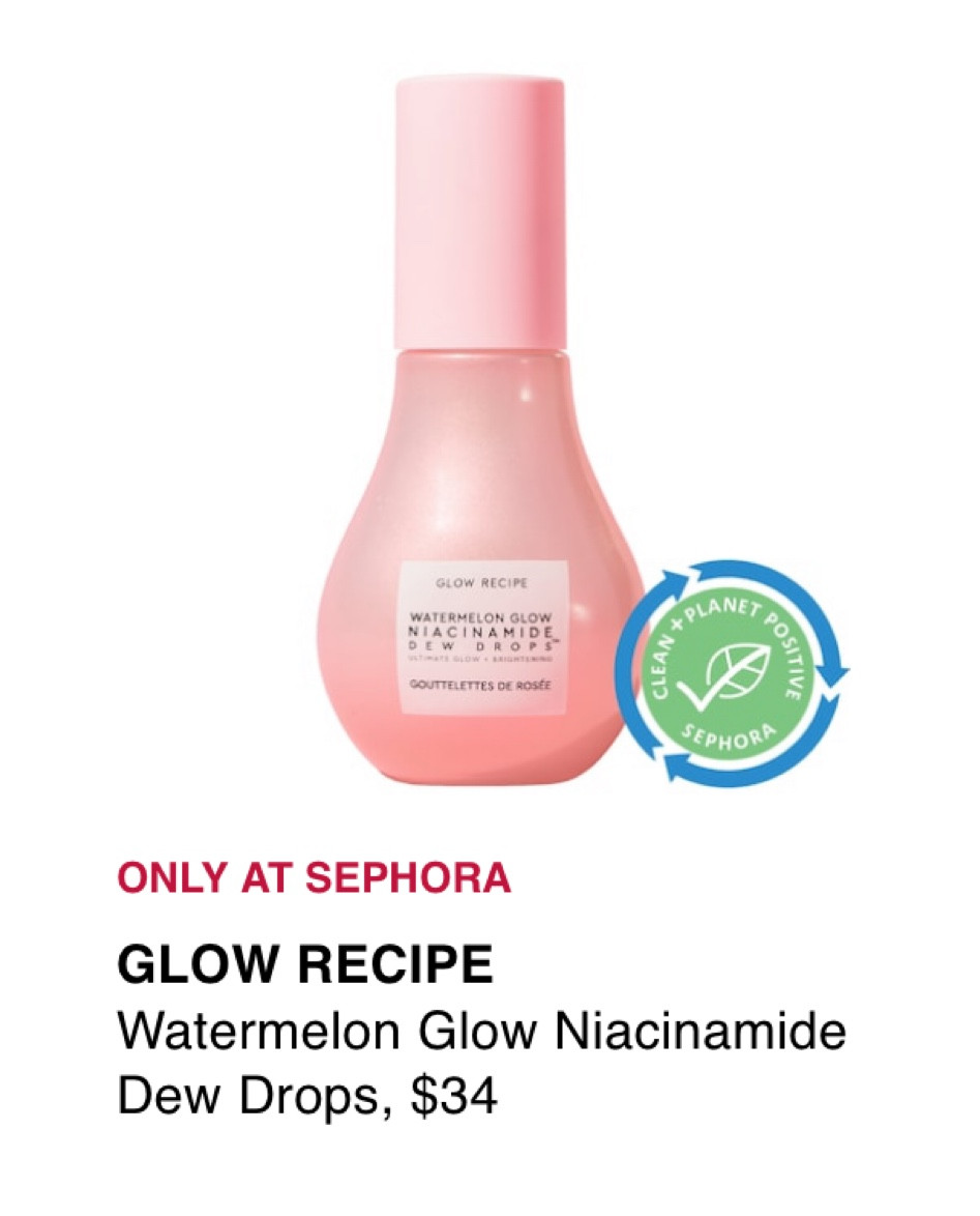 Glow Recipe is one of my favorite beauty brands. I love the watermelon niaminacide drops to put on my face on no make up days. 

#LTKbeauty