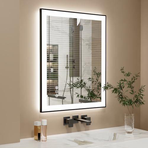 ISTRIPMF 24x32 Inch LED Bathroom Mirror with Black Frame, Backlit and Front Lighted Bathroom Mirrors for Wall, Anti-Fog, Dimmable, Memory, Shatterproof, LED Vanity Mirror for Bathroom | Amazon (US)