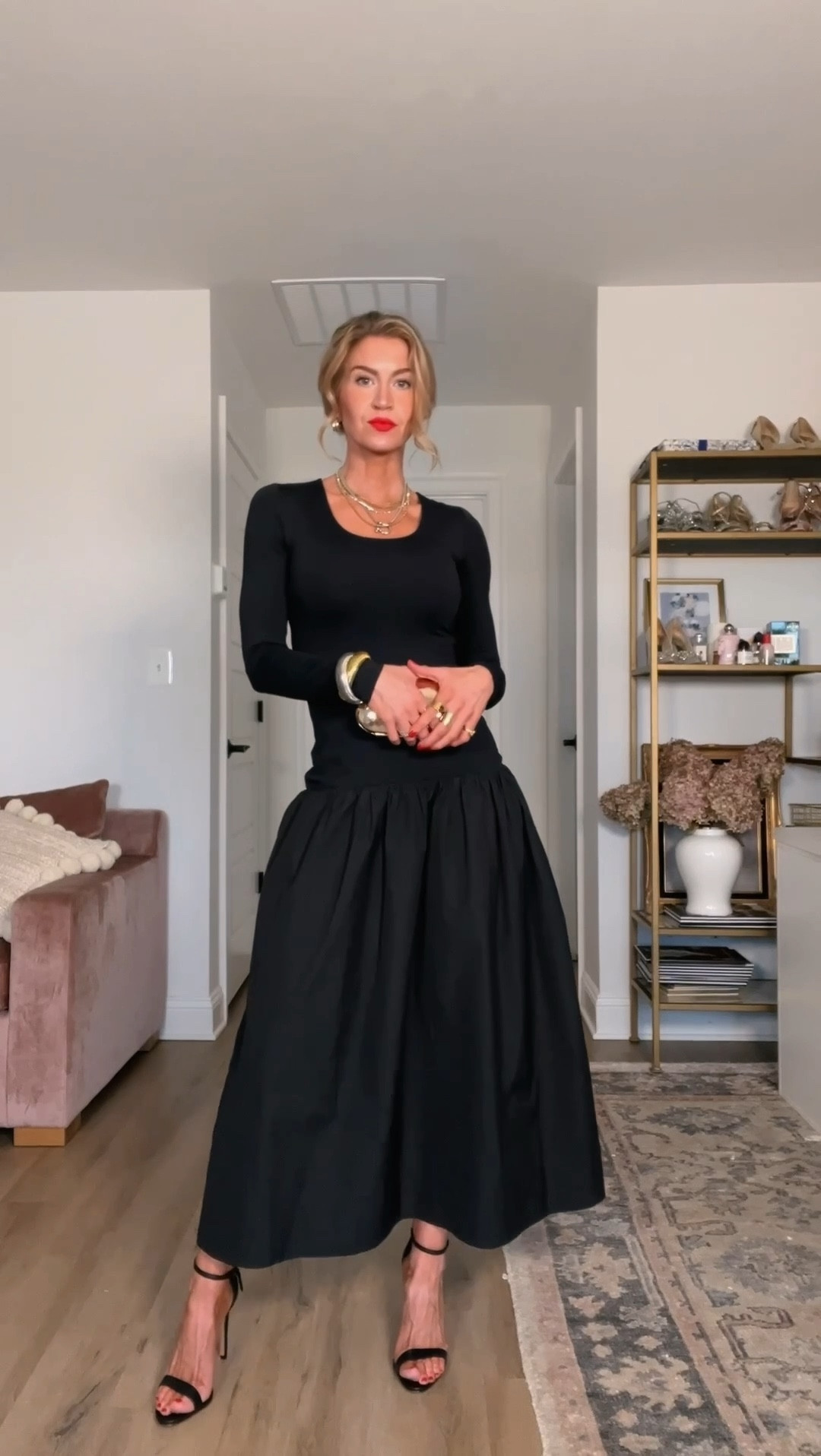 The classiest black drop waist dress it’s perfection. I love the modern silhouette of the ultra low drop, and rounded neck. 
Dress: runs TTS, wearing a S
Heels: run TTS

#LTKparties #LTKwedding #LTKstyletip