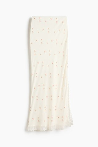 H & M - Lace-Trimmed Viscose Skirt - Cream/Floral | H&M (US + CA)