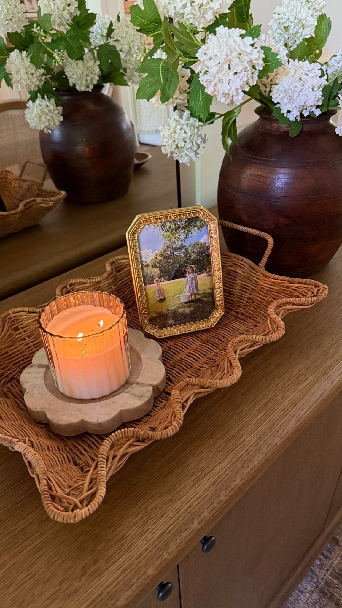 I am in love with this scalloped woven tray! It comes with a smaller size also that I have on our coffee table. It is so charming and adds a timeless texture to any space 🤍

#LTKHome