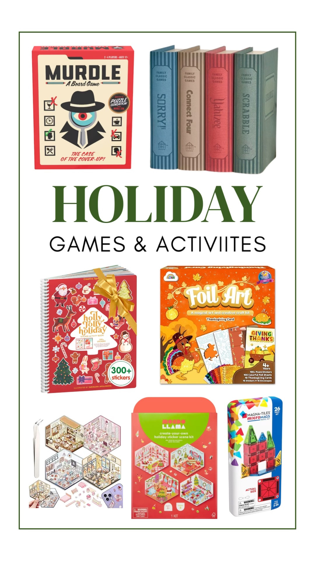 Keep the whole family entertained this holiday season! From mystery games to sticker fun, these gifts will bring hours of joy! 

I just ordered these 3D house sticker scenes for my girls for Christmas! (You can’t beat $5!).

#LTKGiftGuide #LTKHoliday #LTKFamily