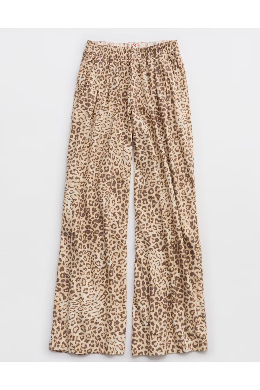 Aerie Checked Out Flannel Wide Leg Pant Women's Natural XXS | Aerie