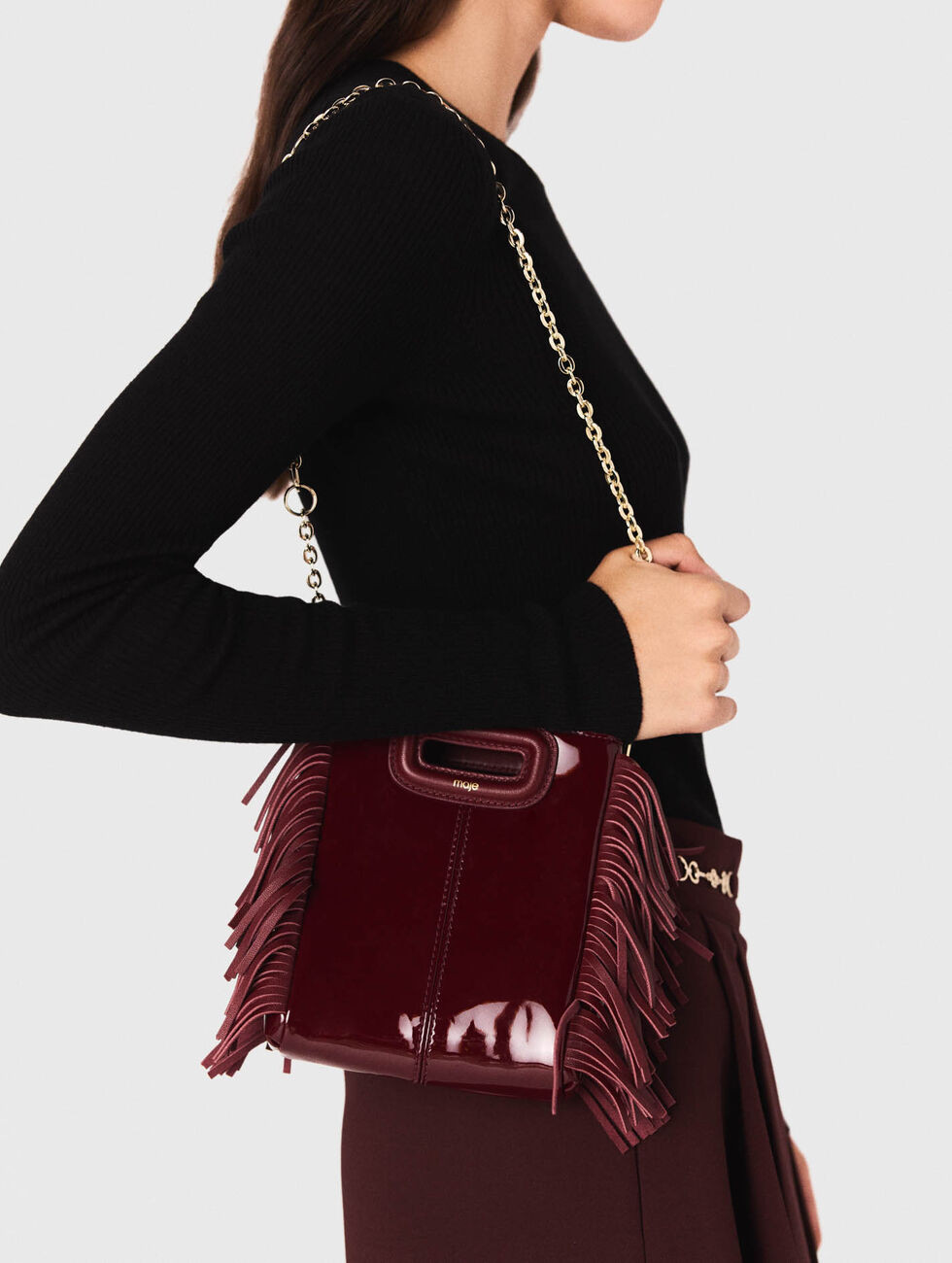 Patent leather M Mini bag Red for Women | Maje | Maje US