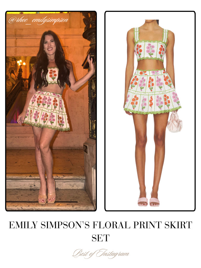 Emily Simpson's Floral Print Top and Skirt Set 📸= @rhoc_emilysimpson