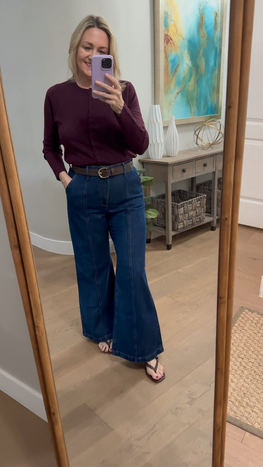 Flare jeans and a cardigan for a causal fall outfit over 50

#LTKOver40 #LTKMidsize #LTKSeasonal